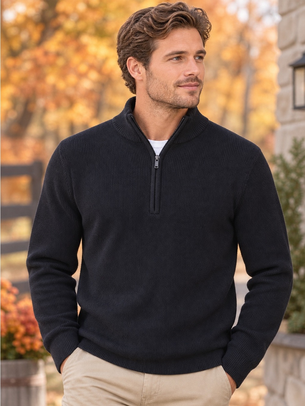 Calvin Klein Men's Black Zip-Up Classic Minimalist Sweater size XL 100% Cotton